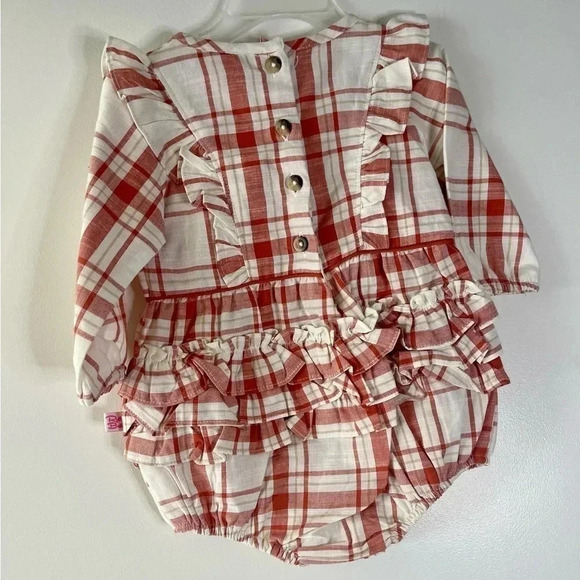 Ruffle Butts Plaid Waterfall Bubble Romper - Picture 4 of 5
